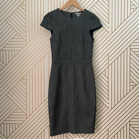 H&M cap neck scoop neck Tweed pencil skirt Sheath Dress size 2 - Picture 2 of 8